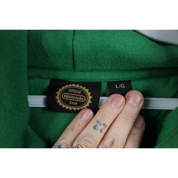 Vtg Y2K 2006 Nintendo Mens Large Distressed Zelda Game Hoodie Sweatshirt Green - Picture 5 of 16